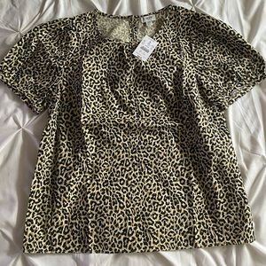 J. Crew Leopard Print Short Sleeve Top